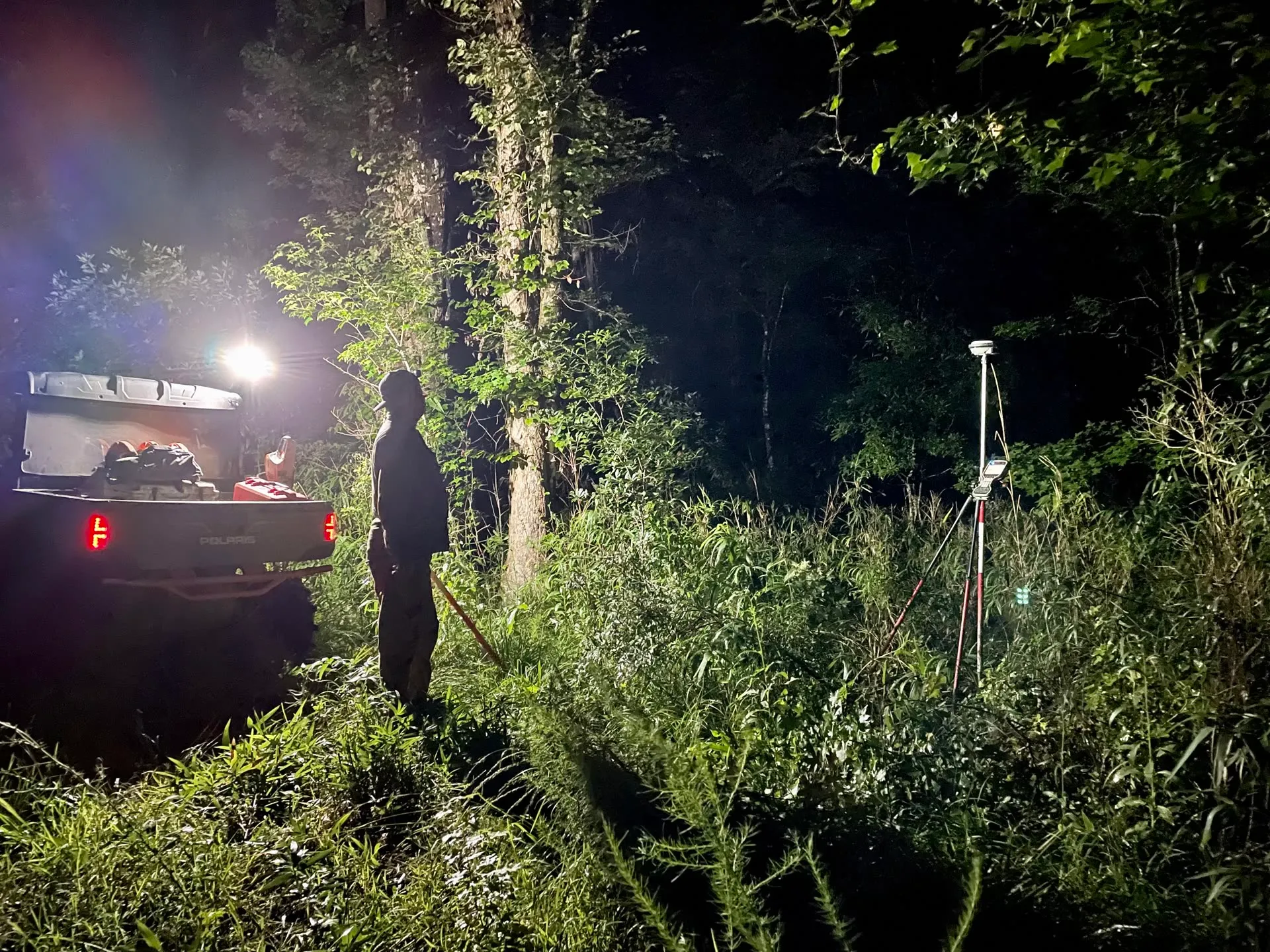 GLS crew surveying at night to avoid traffic and business interruption