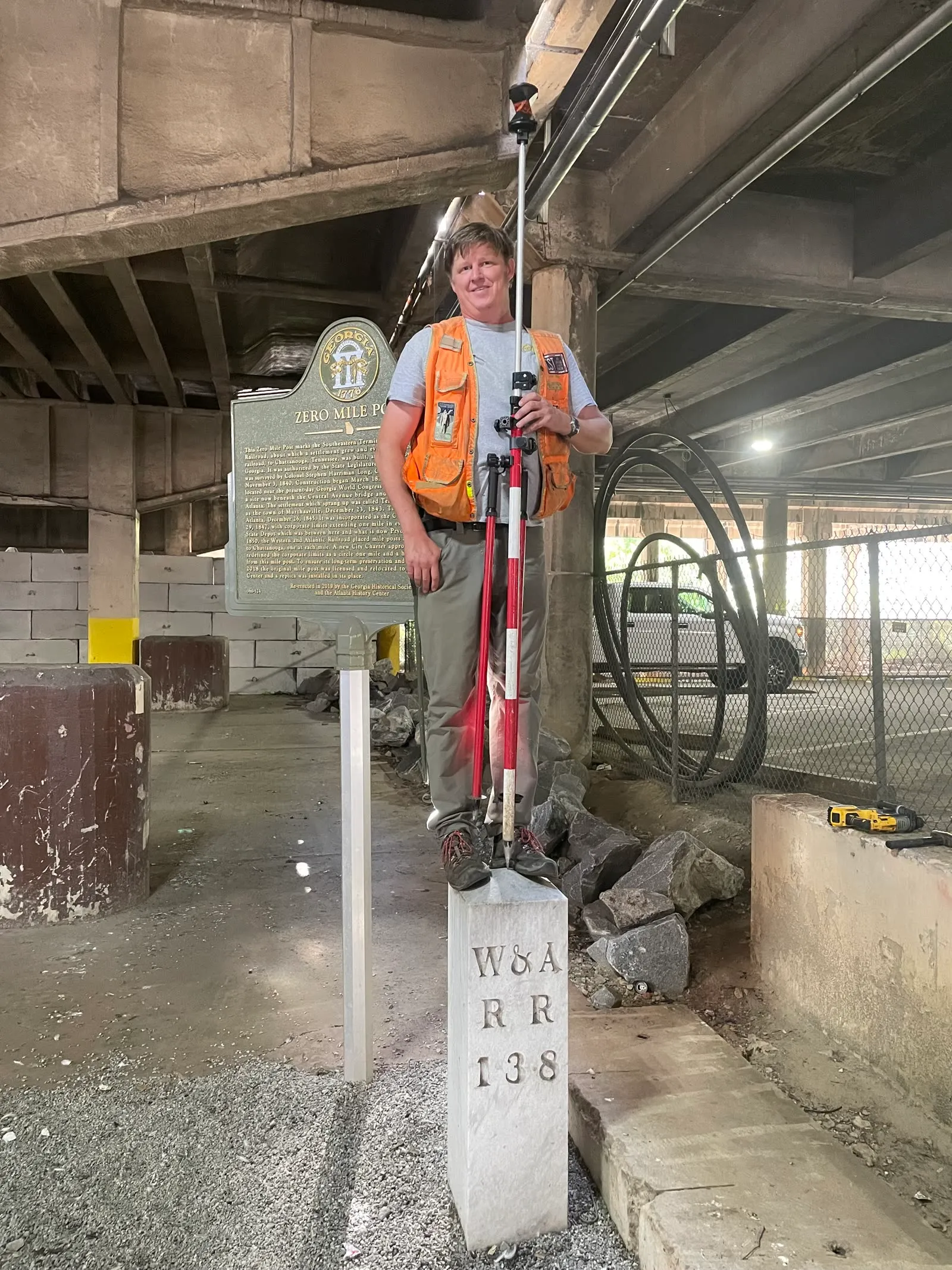 The historic Zero Mile Post monument in Atlanta