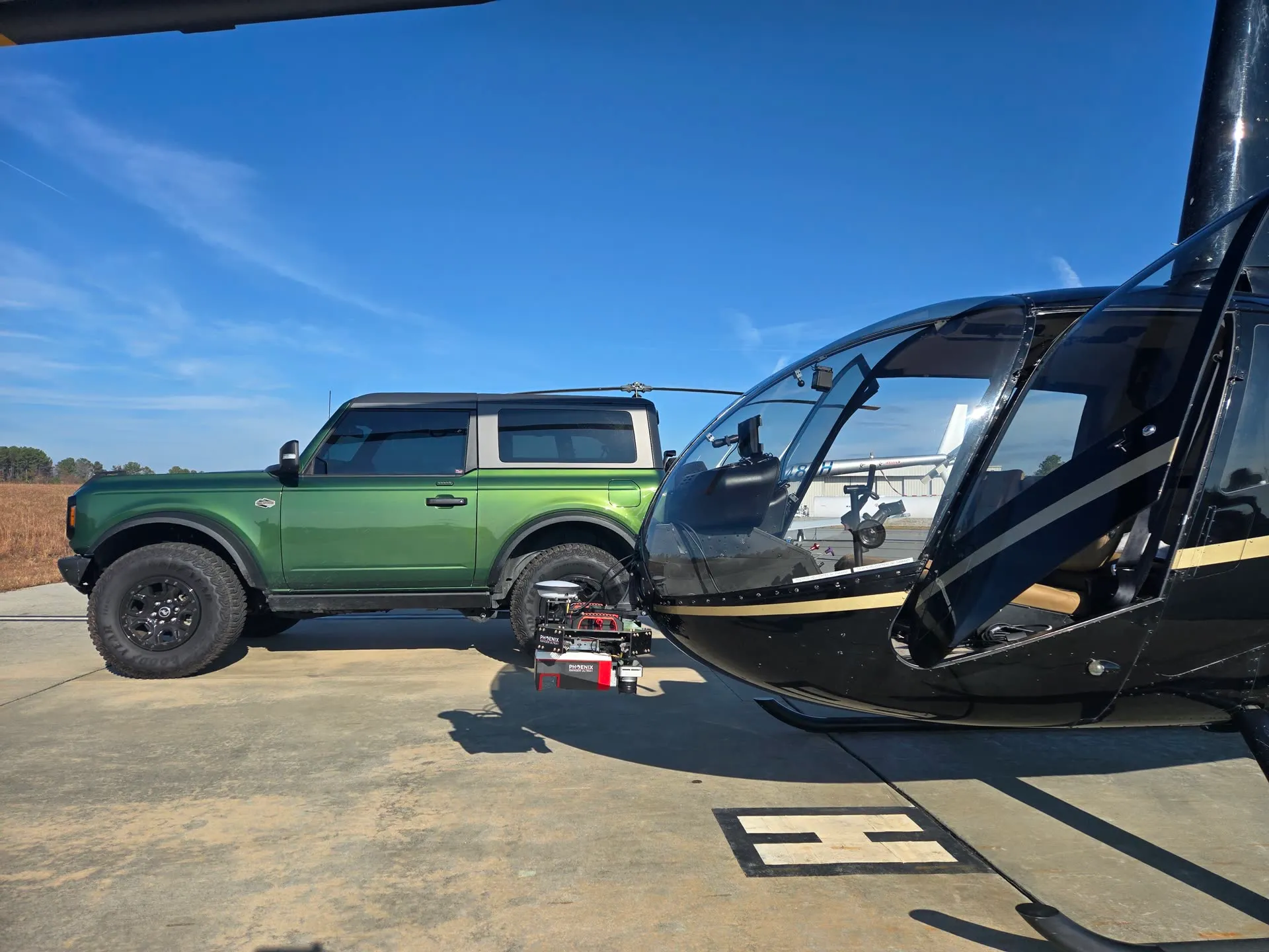 The GLS Robinson R66 helicopter ready for a mapping flight